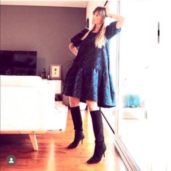 NWT ZARA Women’s Blue Black Camo Jacquard Volume Cool Dress XS X-Small Medium M - Picture 12 of 13